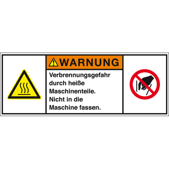 Produktsicherheitsschild Warnung Verbrennungsgefahr, RoHS konform, Folie, 200x75mm, ISO 3864-2 Produktsicherheitsschild Warnung Verbrennungsgefahr, RoHS konform, Folie, 200x75mm, ISO 3864-2-Beschreibung lesen