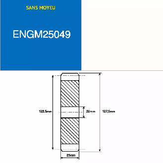 ENGM25049 - 49 denti - Modulo: 2,5 - Diametro primitivo: 122,5mm - Diametro esterno: 127,5mm - Larghezza dente: 25mm-Leggi tutto