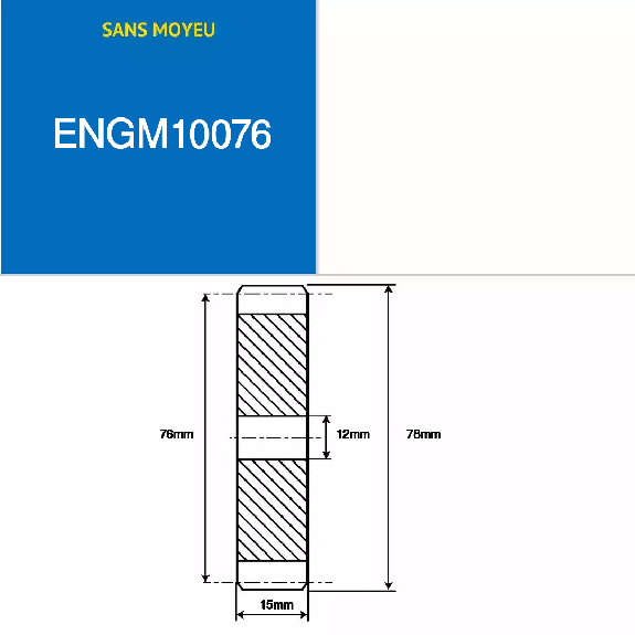 ENGM10076  76 Zähne  Modul: 1  Teilungsdurchmesser: 76 mm  Außendurchmesser: 78 mm  Zahnbreite: 15 mm-Beschreibung lesen