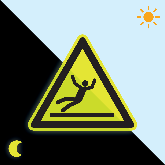 PERMALIGHT power langnachleuchtend Warnschild Warnung vor Rutschgefahr, ISO, Folie, fluoreszierend, SL 100mm-Beschreibung lesen