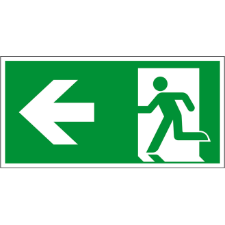 Rettungszeichen Rettungsweg links, Pfeil, Folie, selbstklebend, 200x400mm, ASR A1.3, DIN EN ISO 7010 E001-Beschreibung lesen