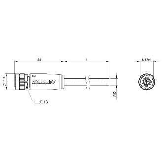 M12A Fem Droit 12p; Câble PVC 12x0.25 Gris Cpc 20m (30V) - BCC M41C-0000-1A-049-VX8C25-200 (BCC0KR6)-Lire la description