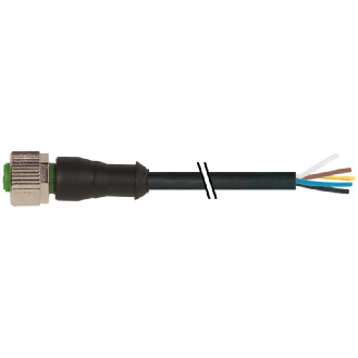 M12A Fem Droit 5p; Câble PUR (UL/CSA) 5x0.34 Noir Cpc 2m - 7000-12241-7320200-Lire la description