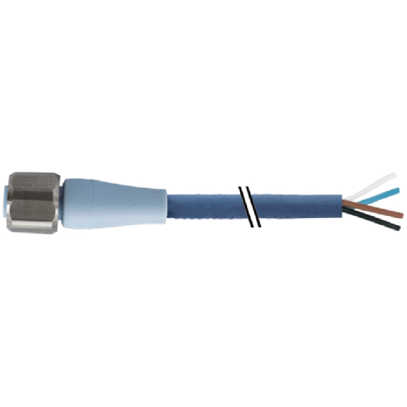 M12A Fem Droit 4p Inox F&B; Câble TPE-S 4x0.34 Bleu 10m - 7024-12221-3211000-Lire la description