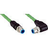 M12D Mâle Droit 4p/M12D Mâle Coudé 4p; PUR Blindé 4x0.34 Vert Cpc 5m - YM2D24-050PN1N2D24