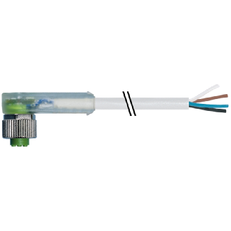 M12A Fem Coudé 4p LED PNP; Câble PUR (UL/CSA) 4x0.34 Gris Cpc 10m - 7000-12421-2341000-Lire la description