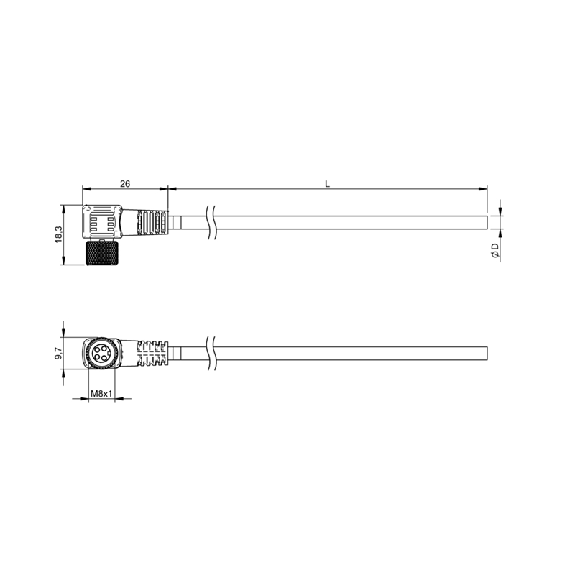 M08A Fem Coudé 4p; Câble Blindé PUR 4x0.34 Noir Cpc 20m - BCC M324-0000-10-014-PS0434-200 (BCC0HYW)-Lire la description