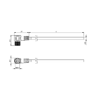 M08A Fem Coudé 4p; Câble Blindé PUR 4x0.34 Noir Cpc 20m - BCC M324-0000-10-014-PS0434-200 (BCC0HYW)-Lire la description