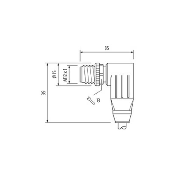 M12A Mâle Coudé 12p; Câble PVC 12x0,14 Noir 5m - 7000-19021-7020500-Lire la description