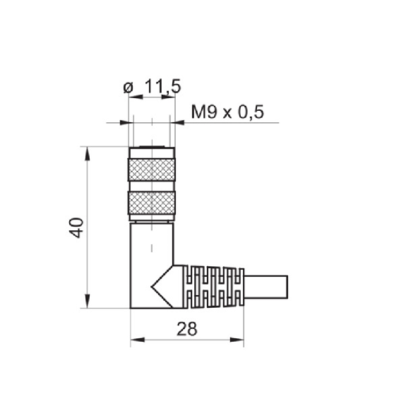 M09A Fem Coudé 5p; Câble Blindé PUR Noir Cpc 5m - ESW 61CP0500G-Lire la description