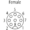 M12A Fem Droit 8p; Câble PUR 8x0.25 Noir Cpc 3m - 7000-17041-7220300