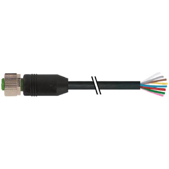 M12A Fem Droit 8p; Câble PUR 8x0.25 Noir Cpc 3m - 7000-17041-7220300-Lire la description