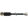 M12A Fem Droit 8p; Câble PUR 8x0.25 Noir Cpc 3m - 7000-17041-7220300