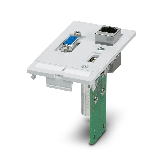 Plaque frontale pour données avec connecteurs RJ45, USB et D-SUB 9-Lire la description