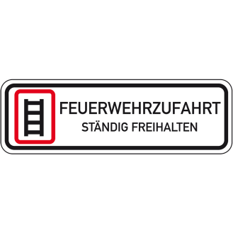 Hinweisschild Feuerwehr-Zufahrt freihalten, Aluminium RA0, reflektierend, 1000x333mm, DIN 67520-Beschreibung lesen