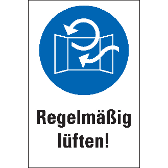 Gebots-Kombischild Regelmäßig lüften!, Folie, selbstklebend, 200x300mm-Beschreibung lesen