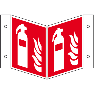 Nasenschild Brandschutzzeichen Feuerlöscher, Aluminium, 200x200mm, ASR A1.3, DIN EN ISO 7010 F001-Beschreibung lesen