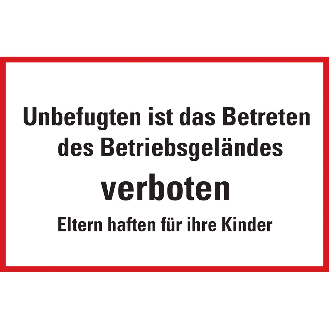 Hinweisschild Betreten des Betriebsgeländes ver..., Kunststoff, 250x350mm-Beschreibung lesen