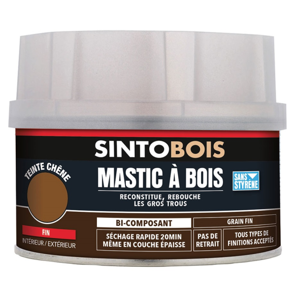 Mastic à bois SINTOBOIS fin chêne 570g - SINTO - 33801-Lire la description