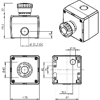 BP D'A.U SUR BOITIER,DIAM 40MM, 2NF+1NO, - ES-FB1W-XW1E-BV412MFR-YO-Lire la description