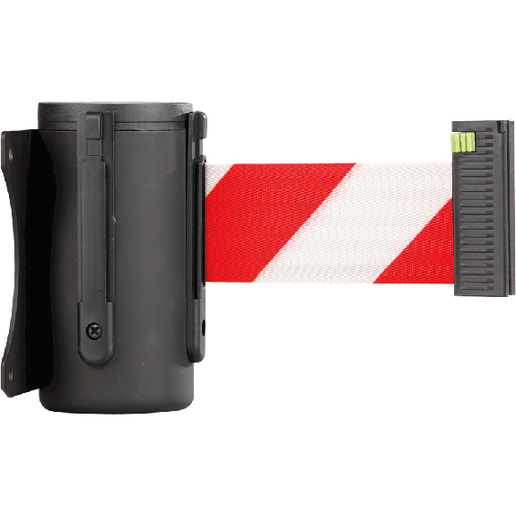 Wandkassette, schwarz, Stahl, Gurt rot/weiß, 50mm, 4m-Beschreibung lesen