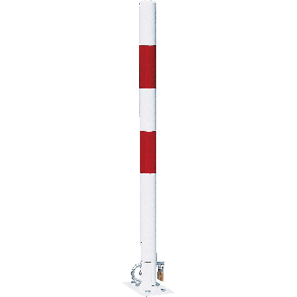 Parkpfosten Bonn, umklappbar, zum Aufdübeln, weiß/rot, Ø 60mm, 1100mm-Beschreibung lesen