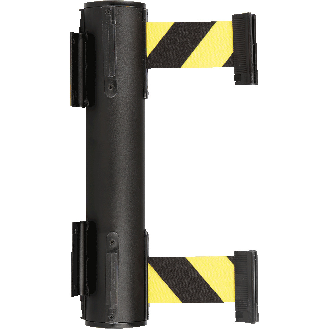 RS-GUIDESYSTEMS Wandkassette Dual, doppelter Auszug, schwarz, Gurt gelb/schwarz, 4m-Beschreibung lesen