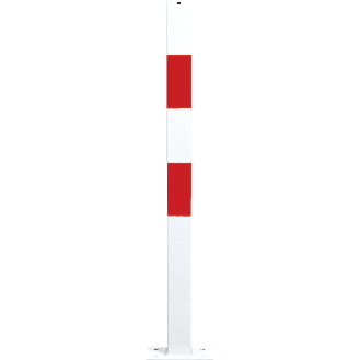 Absperrpfosten Bern, ohne Kettenöse, z.Aufdübeln, rot/reflektierend-weiß, 70x70mm, 1000mm-Beschreibung lesen