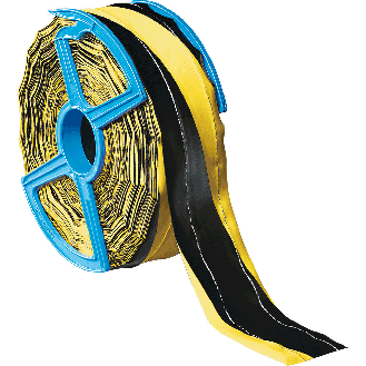 Absperrband, gelb/schwarz schraffiert, Polyethylen, 2fach fadenverstärkt, 250m/Rolle-Beschreibung lesen