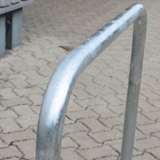 Fahrrad-Anlehnbügel Proof, zum Aufdübeln, feuerverzinkt, Stahl, 900x800mm-Beschreibung lesen