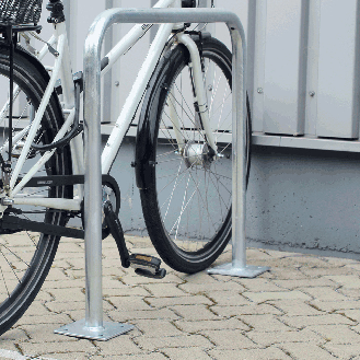 Fahrrad-Anlehnbügel Proof, zum Aufdübeln, feuerverzinkt, Stahl, 900x800mm-Beschreibung lesen