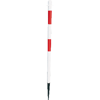 Kettenpfosten Extern, mit Einschlagspitze, rot reflektierend/weiß, Kunststoff, L1250mm-Beschreibung lesen