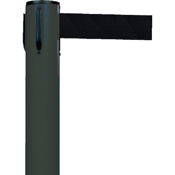 RS-GUIDESYSTEMS Gurtpfosten Indoor, anthrazit, Kunststoff, Gurt schwarz, 50mm, 2,3m-Leggi tutto