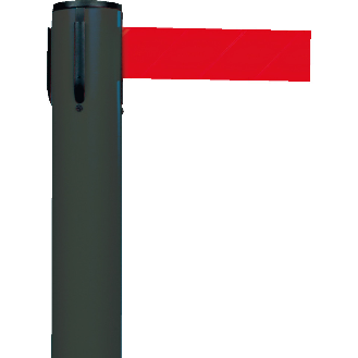 RS-GUIDESYSTEMS Gurtpfosten Indoor, anthrazit, Kunststoff, Gurt rot, 50mm, 2,3m-Beschreibung lesen