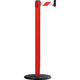 RS-GUIDESYSTEMS Gurtpfosten Indoor, rot, Kunststoff, Gurt r/w schraffiert, 50mm, 4m-Beschreibung lesen