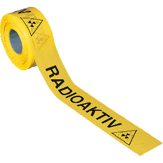Absperrband Radioaktiv, mit Symbol, gelb, B 80mm, 500m/Rolle-Beschreibung lesen