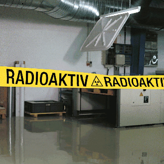 Absperrband Radioaktiv, mit Symbol, gelb, B 80mm, 500m/Rolle-Beschreibung lesen