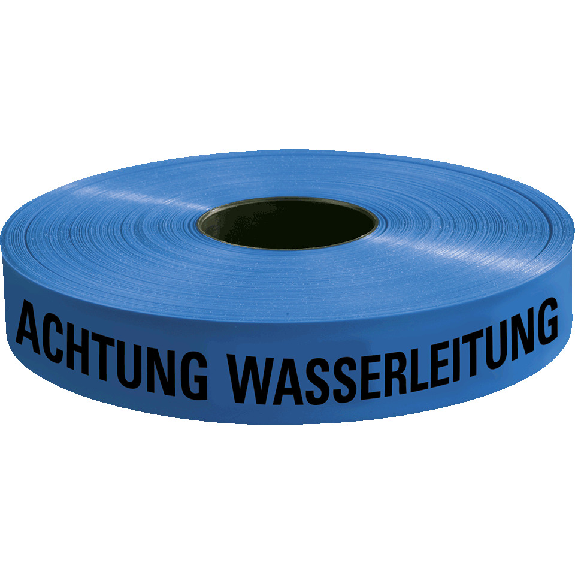 Trassenwarnband Achtung Wasserleitung, blau, Polyethylen, 40mm, 250m/Rolle-Beschreibung lesen