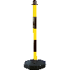 Klapppfosten mit Fuß, leer, uv-beständig, gelb/schwarz, H 870mm, Fuß Ø 300mm, 0,7kg