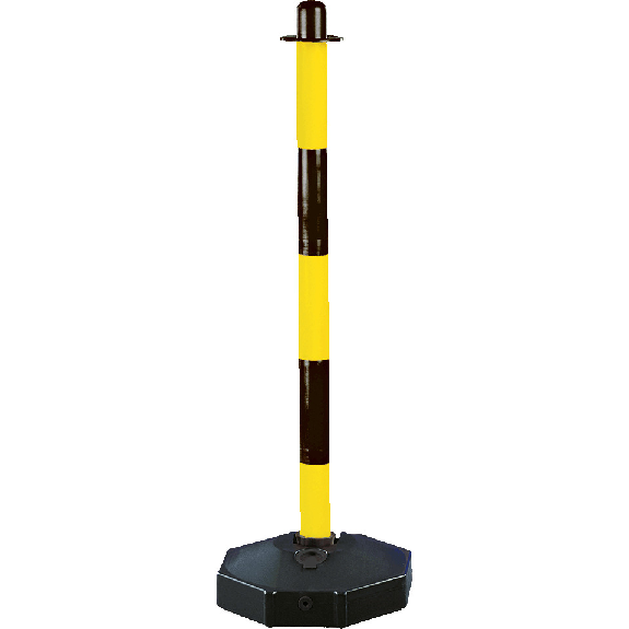 Klapppfosten mit Fuß, leer, uv-beständig, gelb/schwarz, H 870mm, Fuß Ø 300mm, 0,7kg Klapppfosten mit Fuß, leer, uv-beständig, gelb/schwarz, H 870mm, Fuß Ø 300mm, 0,7kg-Beschreibung lesen
