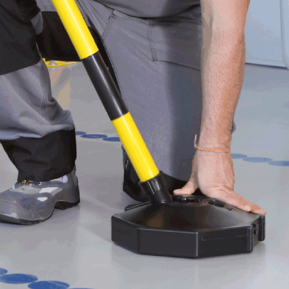 Klapppfosten mit Fuß, leer, uv-beständig, gelb/schwarz, H 870mm, Fuß Ø 300mm, 0,7kg Klapppfosten mit Fuß, leer, uv-beständig, gelb/schwarz, H 870mm, Fuß Ø 300mm, 0,7kg-Beschreibung lesen