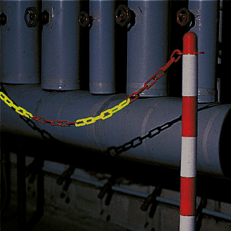 Absperrkette, rot fluoreszierend/weiß, Kunststoff, Ø 10mm, Bundlänge: maximal 10m-Beschreibung lesen