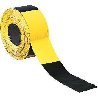 Absperrband Super, gelb/schwarz geblockt, Polyethylen, 80mm, 500m/Rolle-Beschreibung lesen