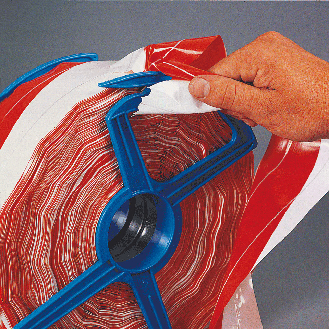 Absperrband, rot/weiß schraffiert, Polyethylen, 2-fach fadenverstärkt, 250m/Rolle-Beschreibung lesen