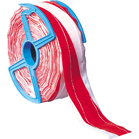 Absperrband, rot/weiß schraffiert, Polyethylen, 2-fach fadenverstärkt, 250m/Rolle-Beschreibung lesen