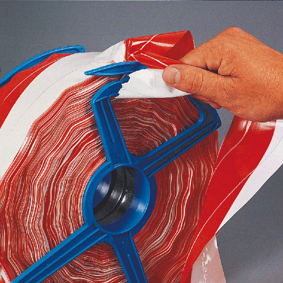 Absperrband, rot/weiß schraffiert, Polyethylen, 2-fach fadenverstärkt, 250m/Rolle-Beschreibung lesen