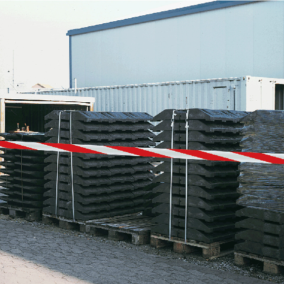 Absperrband, rot/weiß schraffiert, Polyethylen, 2-fach fadenverstärkt, 250m/Rolle-Beschreibung lesen