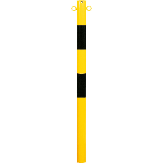 Einschlagpfosten, mit Einschlagspitze, gelb/schwarz, Stahlrohr, feuerverzinkt, 1000mm-Beschreibung lesen