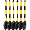 Klapp-Pfosten Set, unbefüllt, gelb/schwarz, Kunststoff, H 870mm, Fuß Ø 300mm, 6-tlg. Klapp-Pfosten Set, unbefüllt, gelb/schwarz, Kunststoff, H 870mm, Fuß Ø 300mm, 6-tlg.