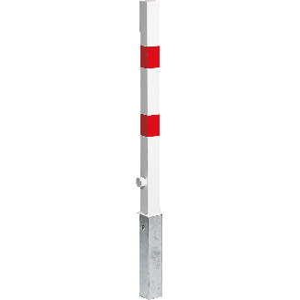 Absperrpfosten Wien mit Bodenhülse, zum Einbetonieren, ohne Kettenöse, 70x70mm-Beschreibung lesen